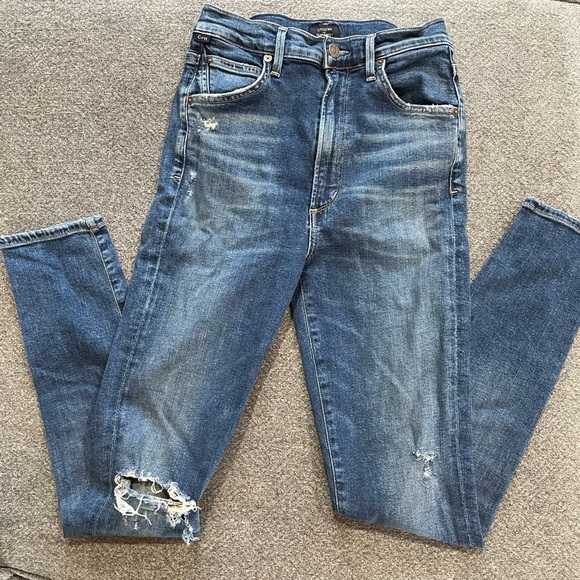 Citizens Of Humanity Chrissy Uber High Rise Skinny Distressed Jeans Size 27 - Picture 1 of 10
